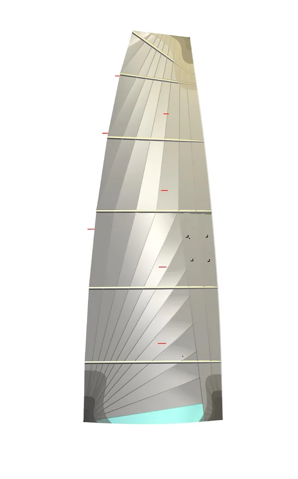 3D-Ansicht des Streamline Großsegels MK5 mit Square-Top